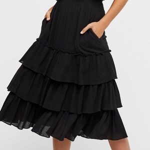 Free People Sea Breeze Ruffled Midi Skirt